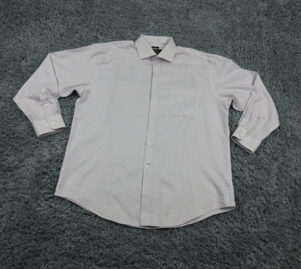 Jos A Bank Reserve Shirt Mens 17-34 Large Purple Check Dress No Wrinkles Cotton